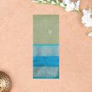 Pastel Green With SkyBlue Checked Silk Cotton Saree