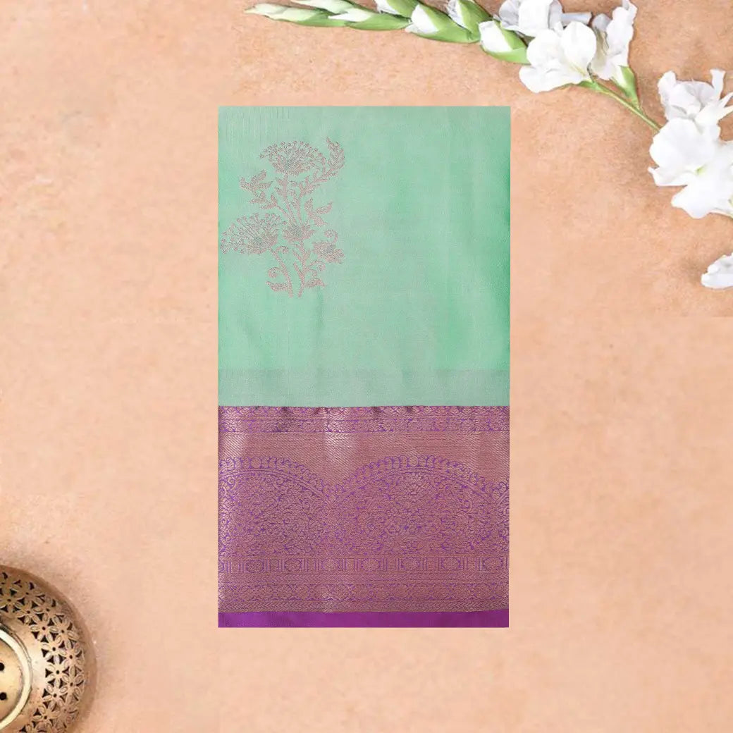 PISTA GREEN with DARK PINK pure soft silk saree