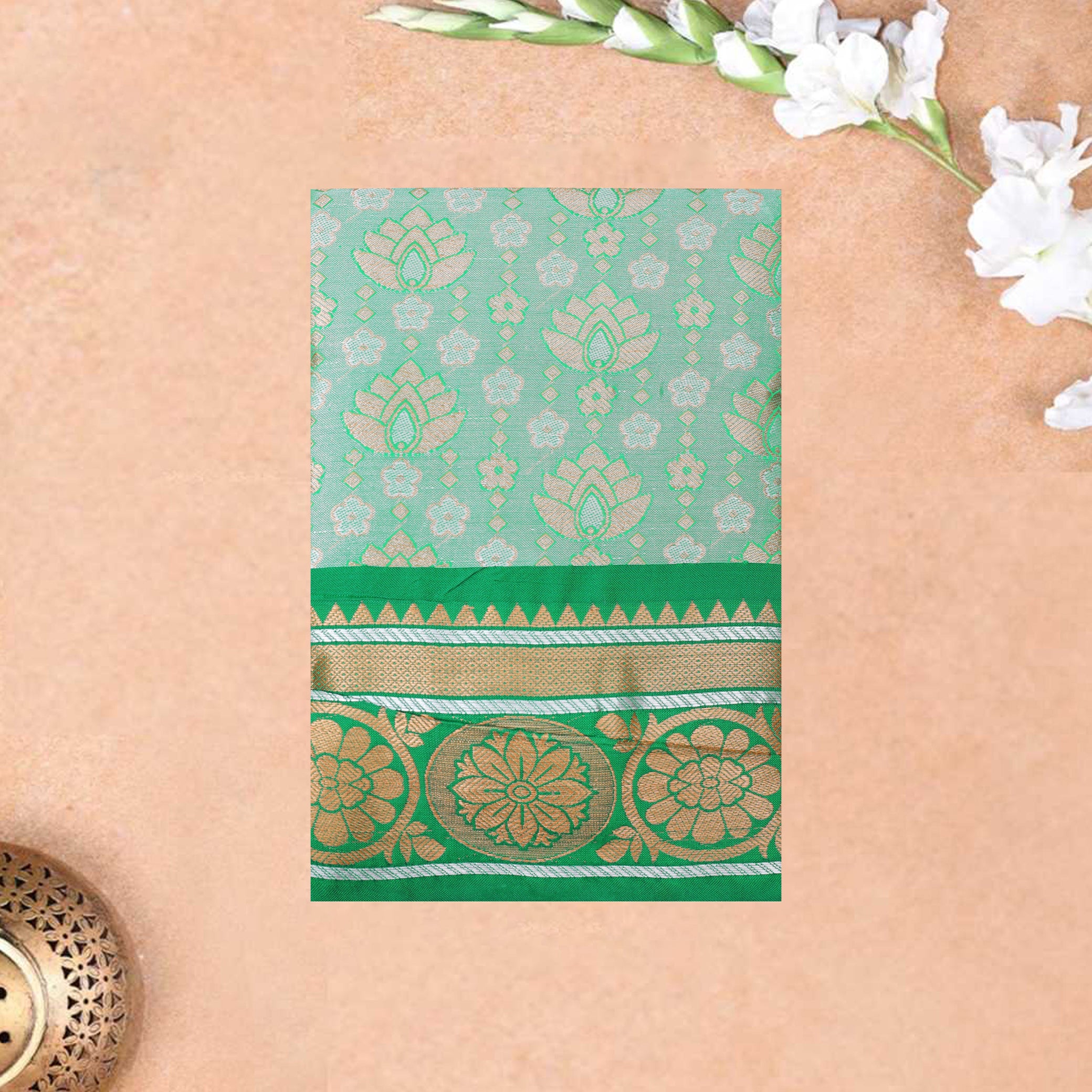 Green Color  Pavadai Dhavani Material Set