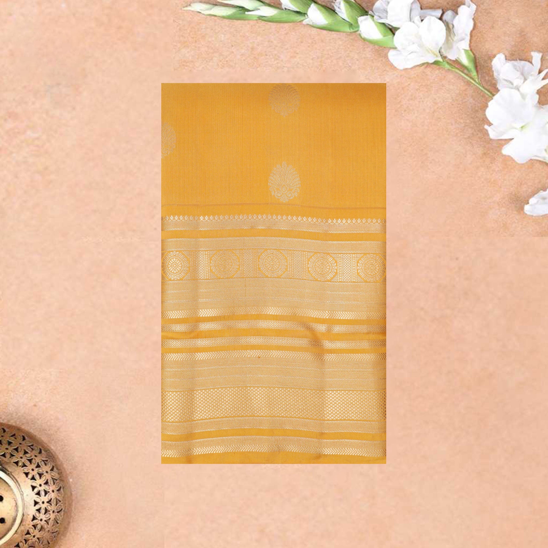 Yellow with Gold Zari Border Yuvana Semi Soft Silk Saree