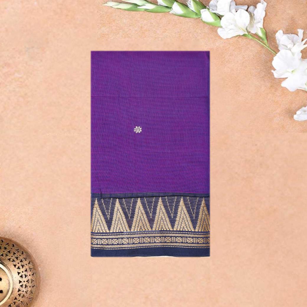 Dark Purple  With  Copper Zari  Pure Cotton Saree