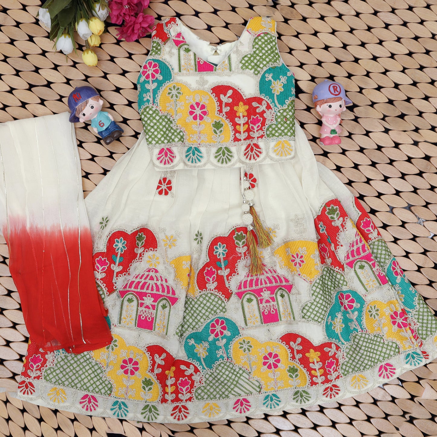 Off White With MultiColor Girls Branded Choli