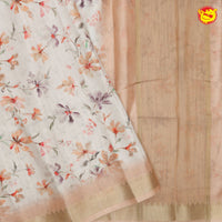 Golden Beige Raw Silk Saree - Thenianantham