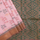 Light Pink With Green Pochampally Semi Ikat Silk Saree