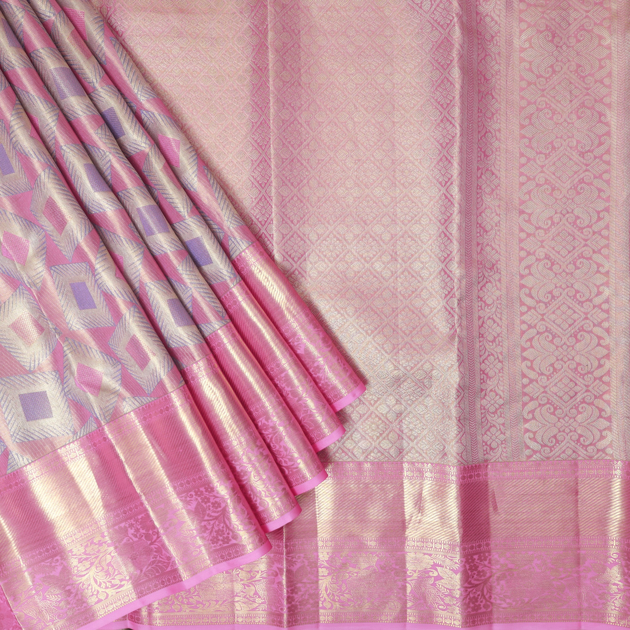 Multi Color With Golden Zari Border Wedding Silk Saree