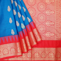 Royal Blue with Red hamsam silk saree