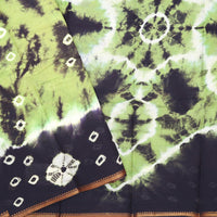 Green with Block  Sungudi Cotton Saree Without Blouse