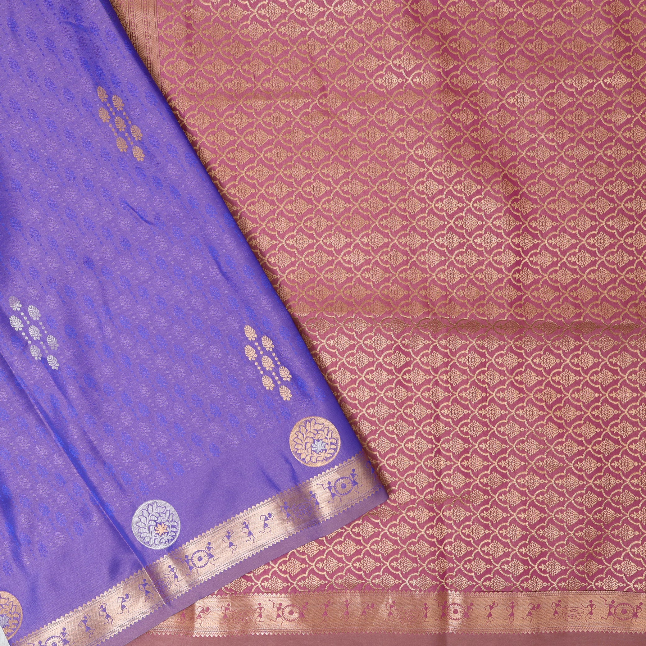 Purple with Hot Pink Soft Silk Saree