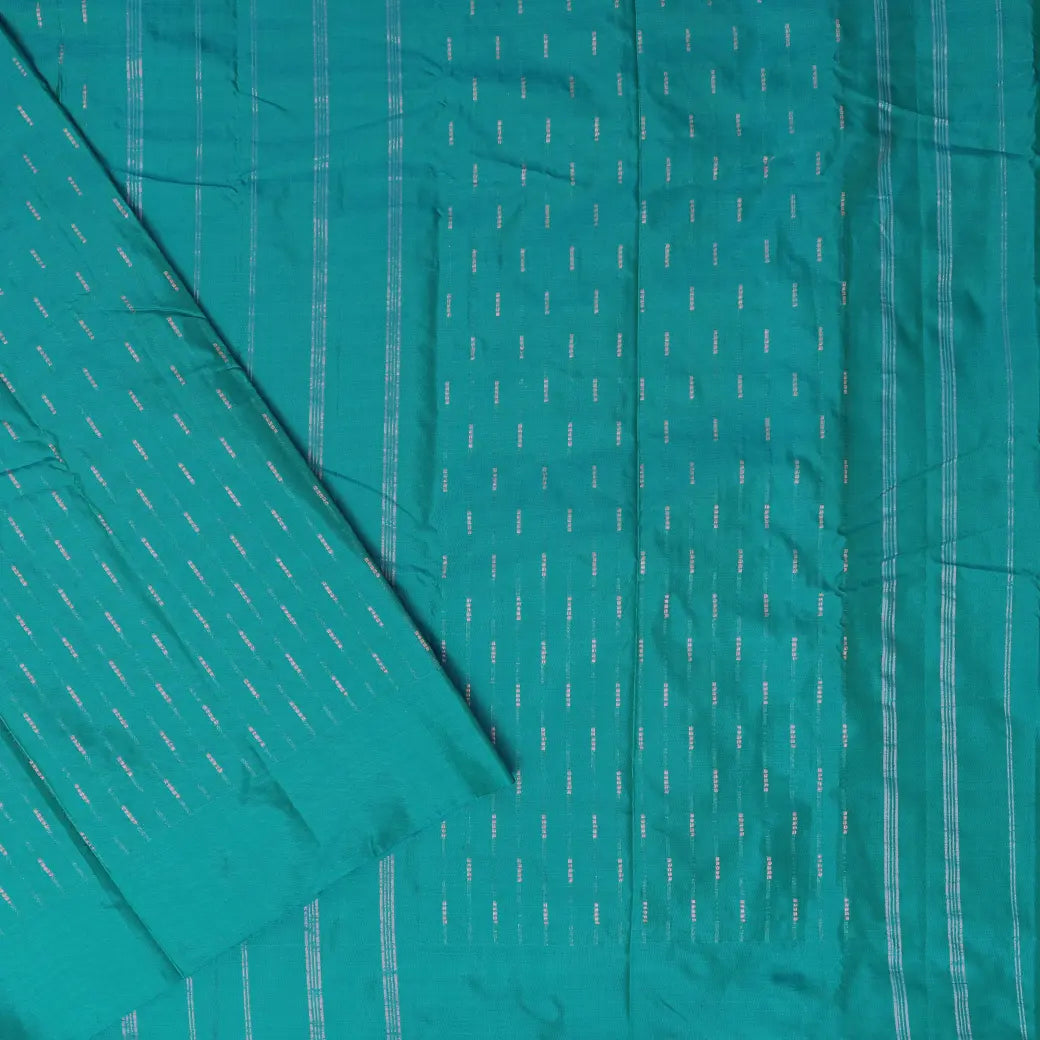 Turquoise Blue With Copper Zeri  Arani Silk Saree