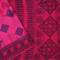 Rani Pink - blue Sungudi Cotton Saree without Blouse
