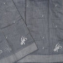 Dark Grey Color Linen Cotton Saree