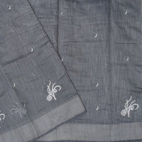 Dark Grey Color Linen Cotton Saree