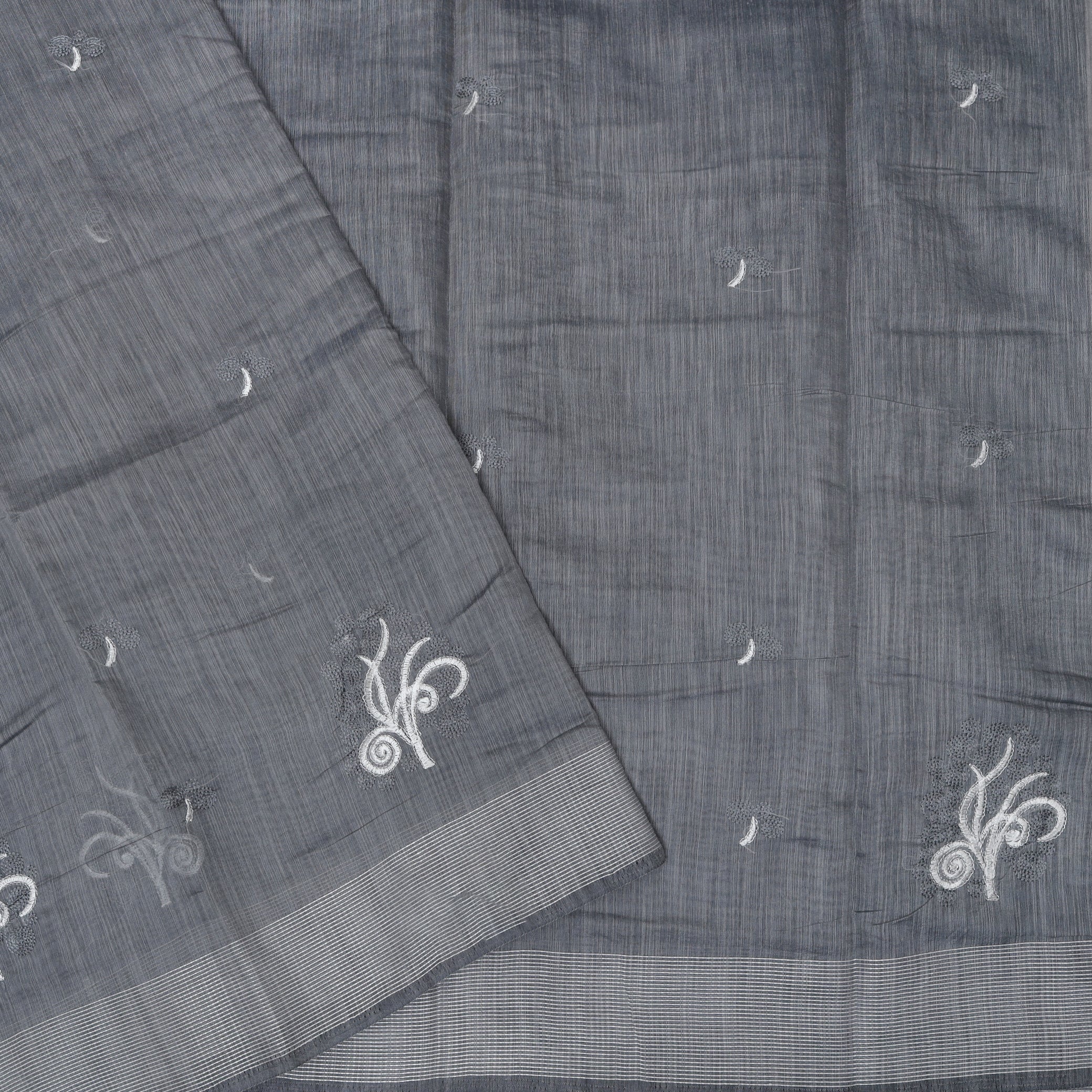 Dark Grey Color Linen Cotton Saree