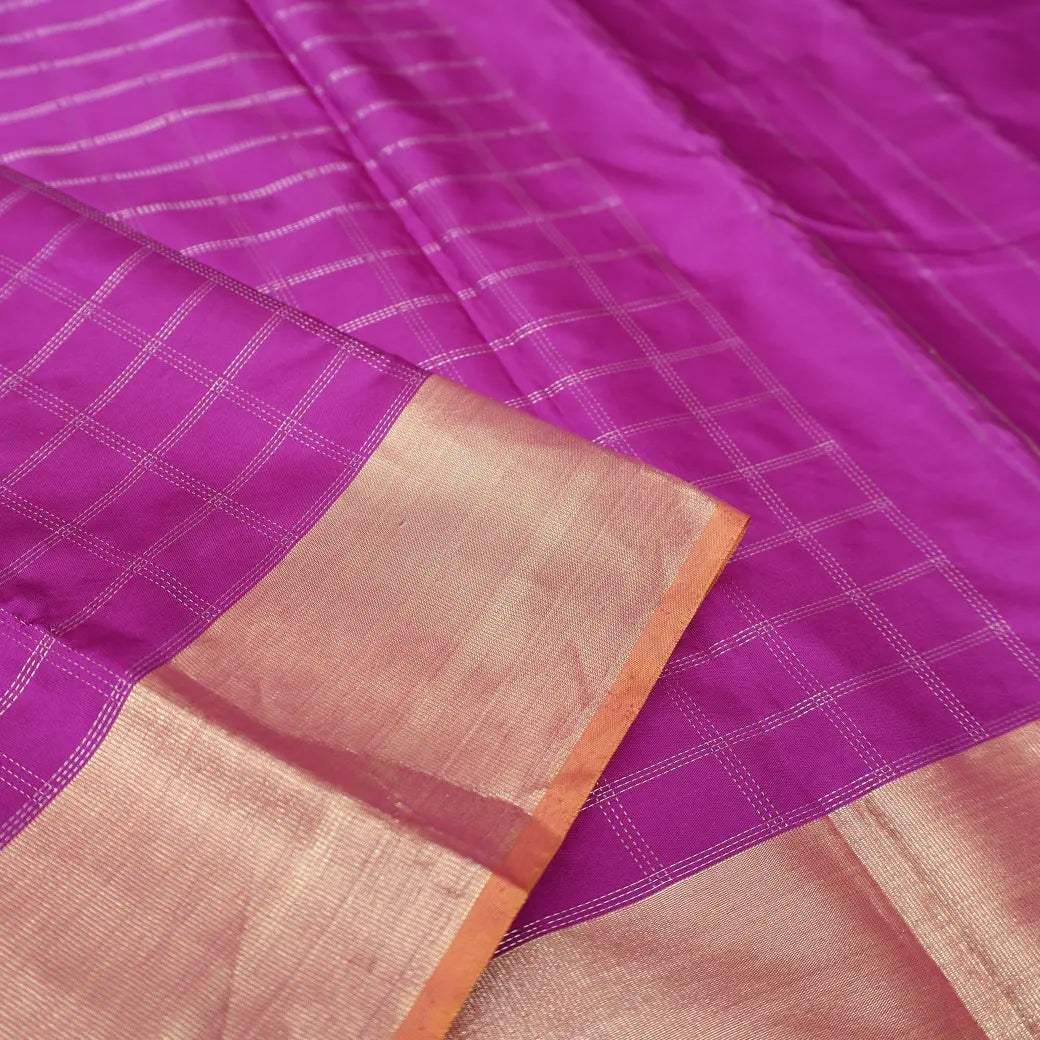 Rani Pink  With Orange Arani Silk Saree
