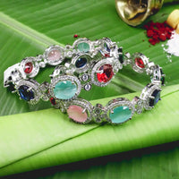 Multicolour stone bangles with white stones