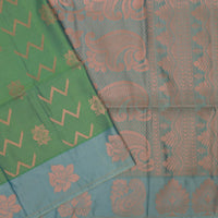 Green with Water Blue Soft Silk Saree