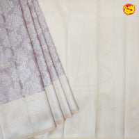 Light Grey with Beige Floral Motifs Kubera Pattu Saree