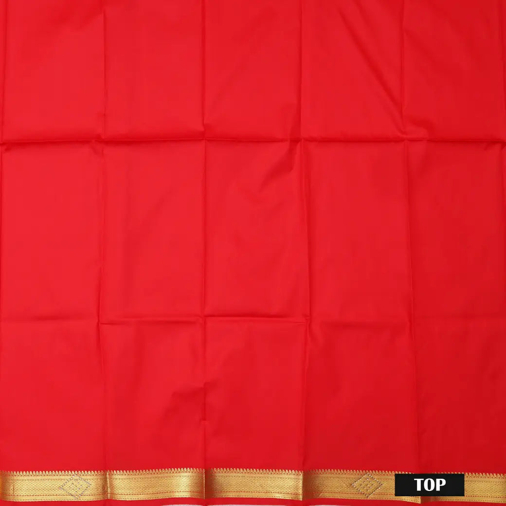 Peach Pink With Purple Border Floral Design Traditional  Pattu Pavadai Material