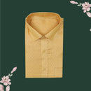 Tissue Silk  – Men’s Shirt & Dhoti Set Mango Gold With Copper Zari Border