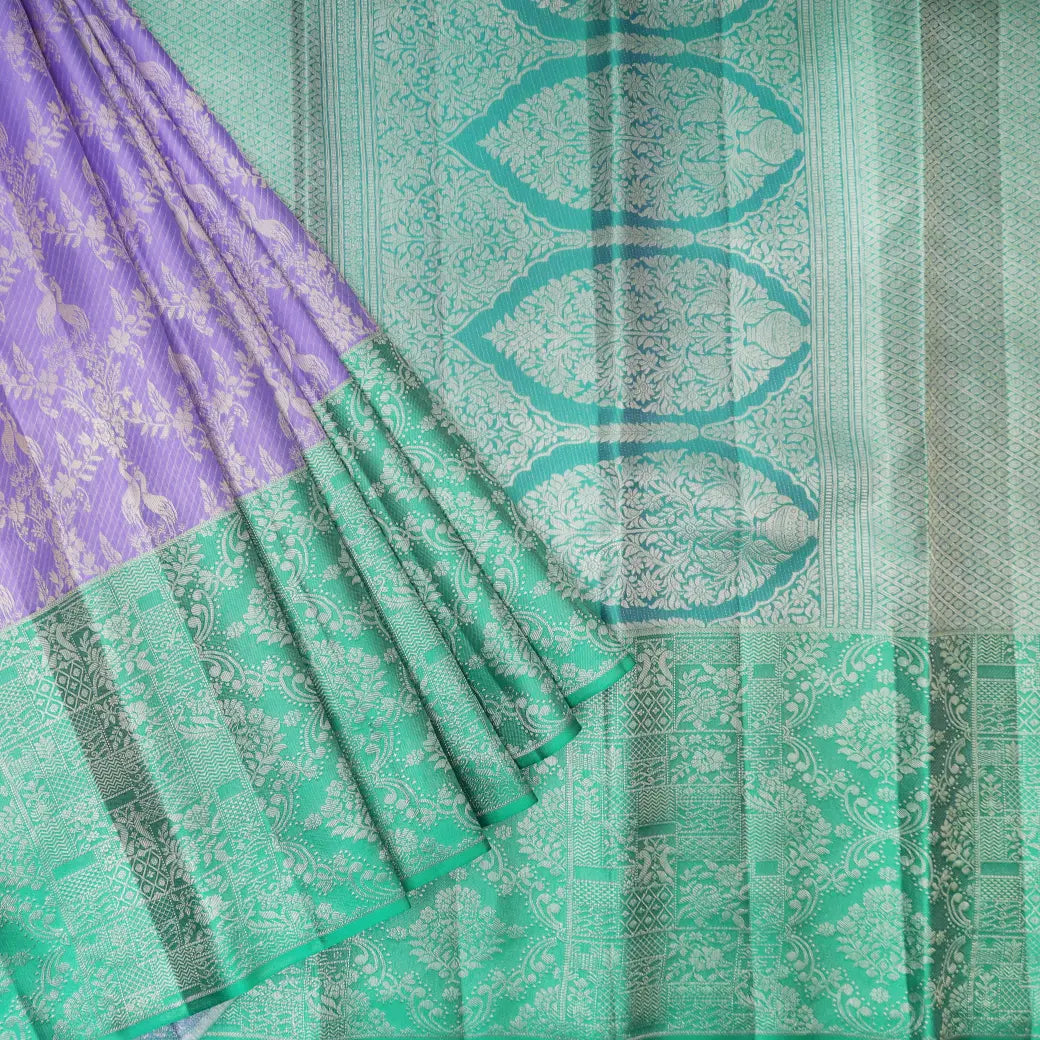 Lavender with Green  Kanchipuram Wedding silk saree