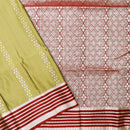 OLIVEGREEN with RED Soft Silk Saree