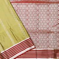 OLIVEGREEN with RED Soft Silk Saree