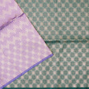Lavender Purple With Bottle Green with Silver Zari checksc Soft Silk