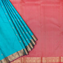 Turquoise Blue with Pink Soft Silk Saree
