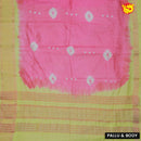 Light rose with green pure chanderi saree with tie and dye prints