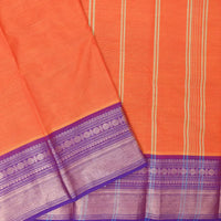 Orange With Purple Pure Chettinad Cotton Saree without Blouse