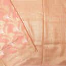 PEACH WITH WHITE FLORAL COPPER JERRY LINEN JACQUARD SAREES