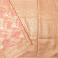 PEACH WITH WHITE FLORAL COPPER JERRY LINEN JACQUARD SAREES