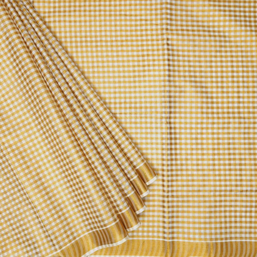 Southloom Exclusive Onam Kerala Traditional Fancy Border  small Checked Cotton Saree (Matching Plain Blouse Included)