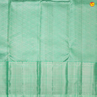 Blue With Pista Green Gold And Silver Floral Buttas Motifs and Stripes Silver Zari Border Yuvana Pure Soft Silk Saree - Thenianantham