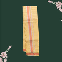 Tissue Silk  – Men’s Shirt & Dhoti Set Mango Gold With Copper Zari Border