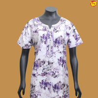 White with Violet Women’s Nighty - Thenianantham