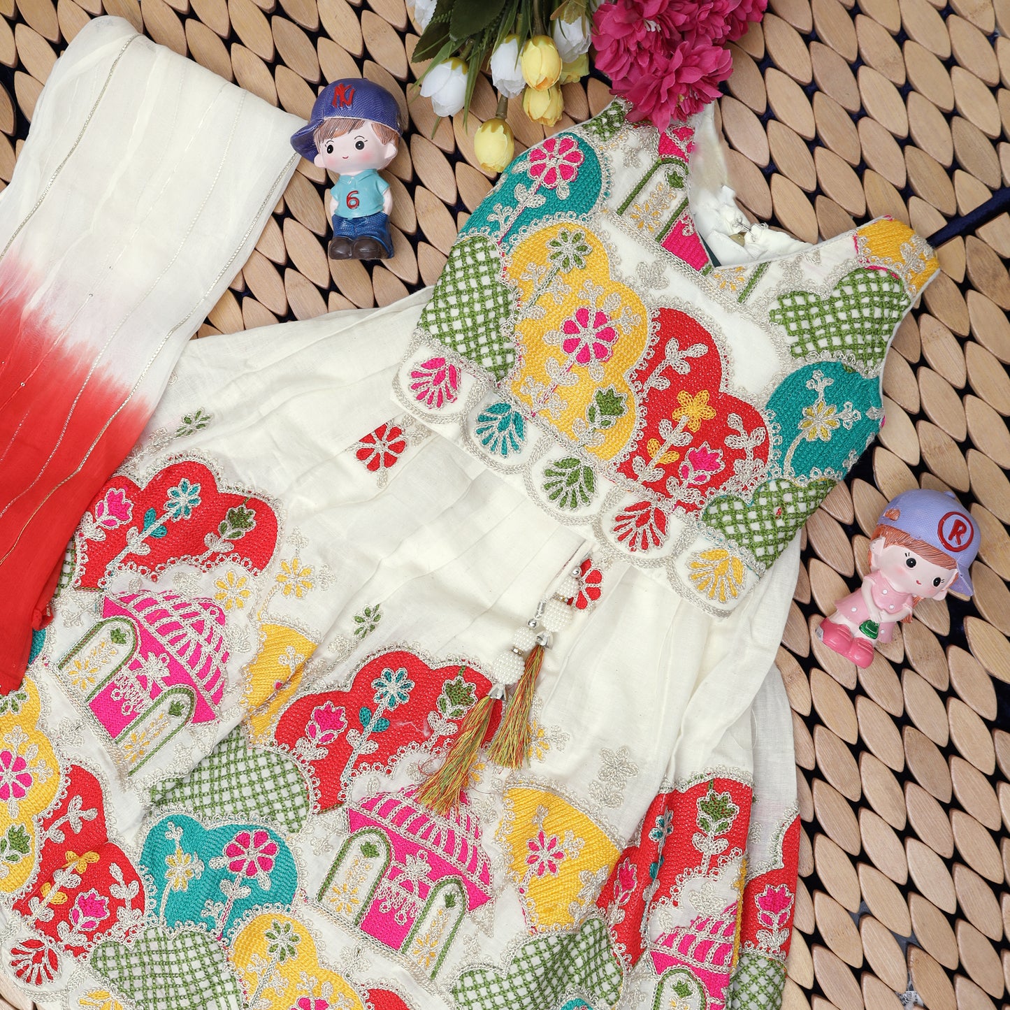 Off White With MultiColor Girls Branded Choli