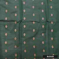 Light Pink With Green Pochampally Semi Ikat Silk Saree