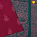 Kumkum pink with peacock green pallu soft silk saree