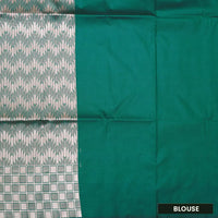 Lavender Purple With Bottle Green with Silver Zari checksc Soft Silk