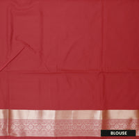 Peacock  Blue with Red Soft Silk Saree