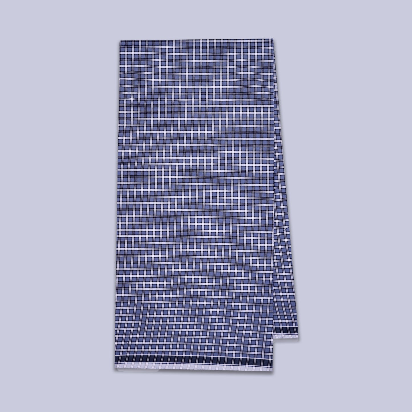 Men’s Light Blue Small Checked Cotton Stitched Lungi