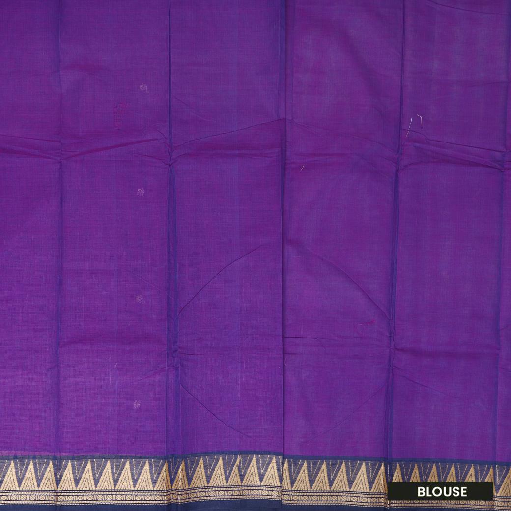 Dark Purple  With  Copper Zari  Pure Cotton Saree