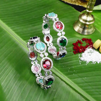 Multicolour stone bangles with white stones