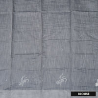 Dark Grey Color Linen Cotton Saree