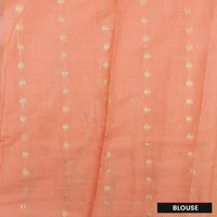PEACH WITH WHITE FLORAL COPPER JERRY LINEN JACQUARD SAREES