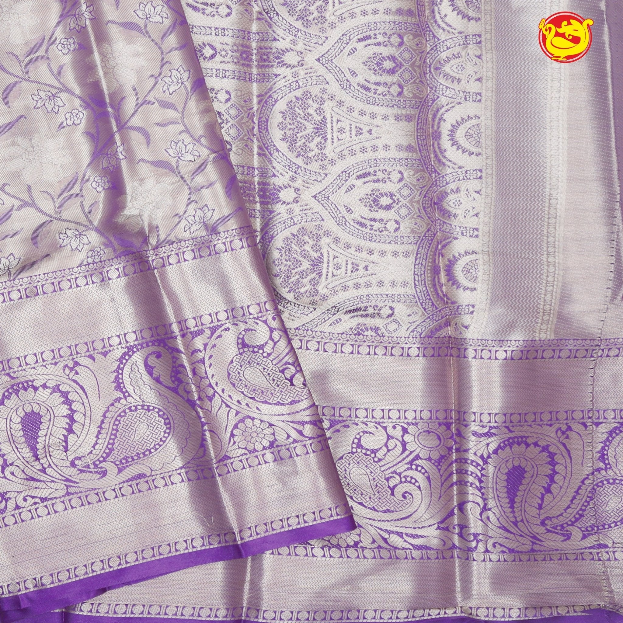 Gold with Lavender Traditional Soft Silk Saree