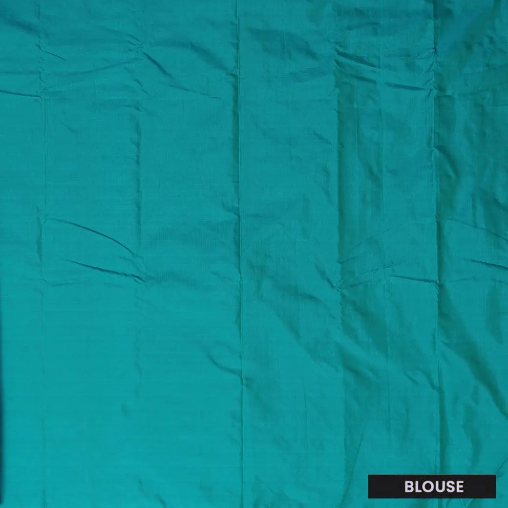 Turquoise Blue With Copper Zeri  Arani Silk Saree