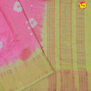 Light rose with green pure chanderi saree with tie and dye prints