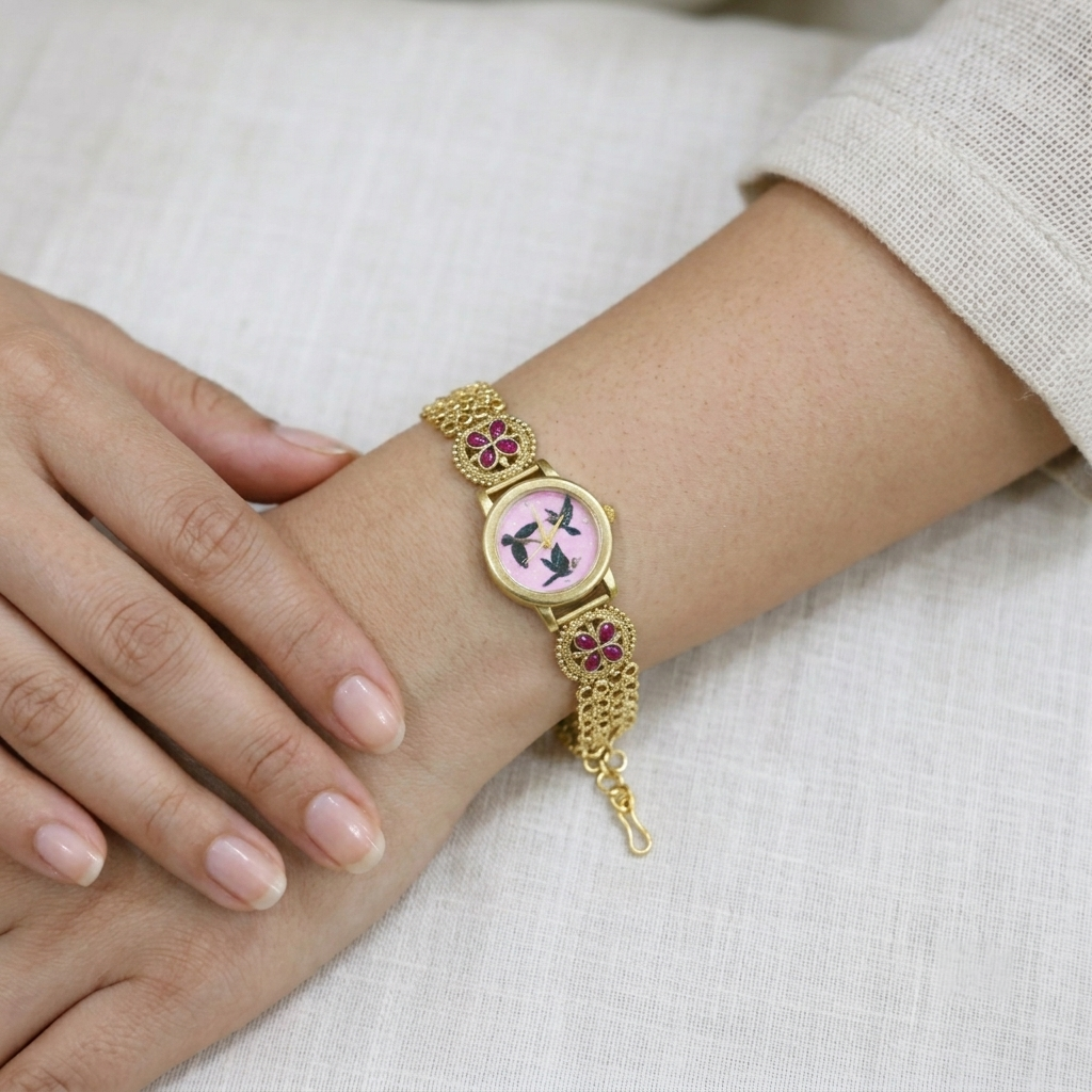 Antique Trending Jadau and Birds Design Watch